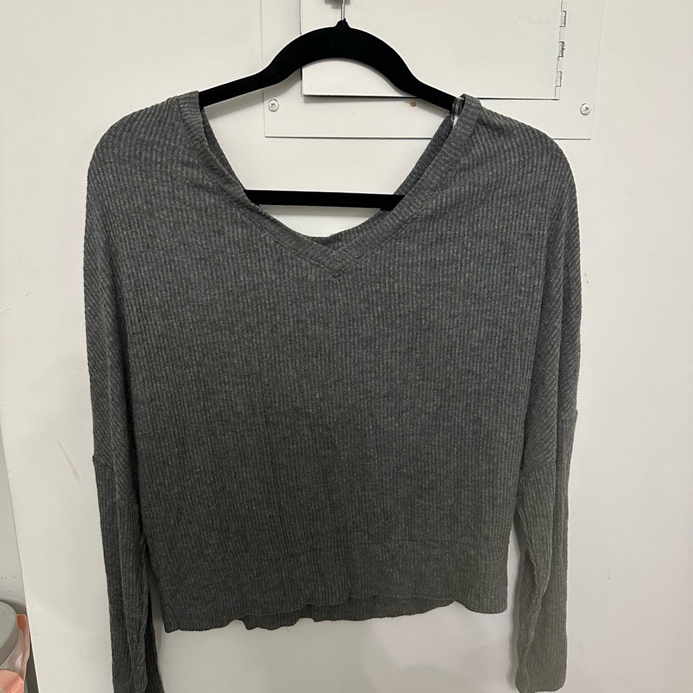 Auden Charcoal Long Sleeve V-Neck Sleep Top